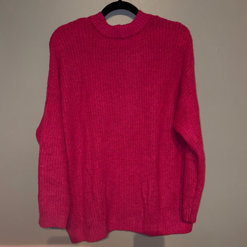 American Eagle | Vibrant Pink Knit Sweater Mock Turtleneck Women’s Size Medium - Picture 6 of 8